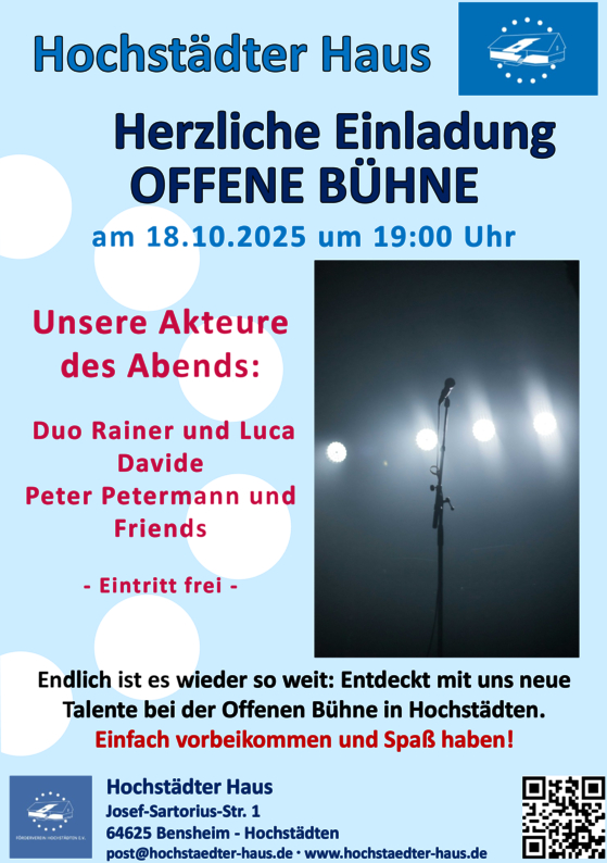 Offene Bühne im Hochstädter Haus