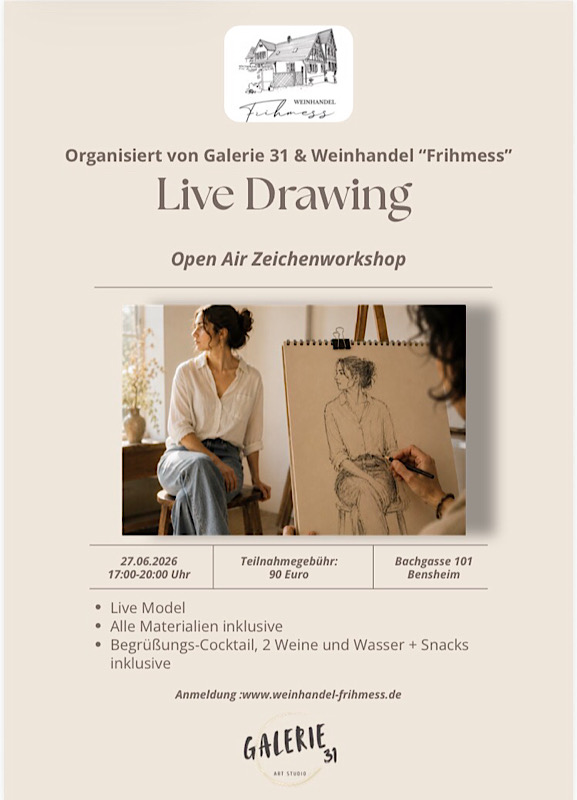 Kunst & Genuss – Wein trifft Kunst Open Air Live Drawing Zeichenworkshop