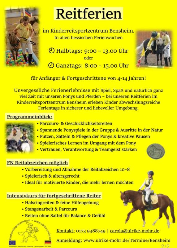 Ferienprogramm auf dem Ponyhof in Bensheim