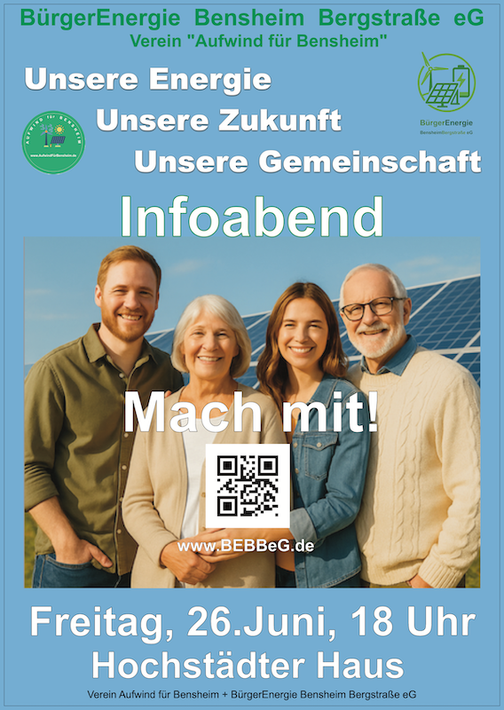 Infoabend BürgerEnergie Bensheim Bergstraße eG + Aufwind für Bensheim