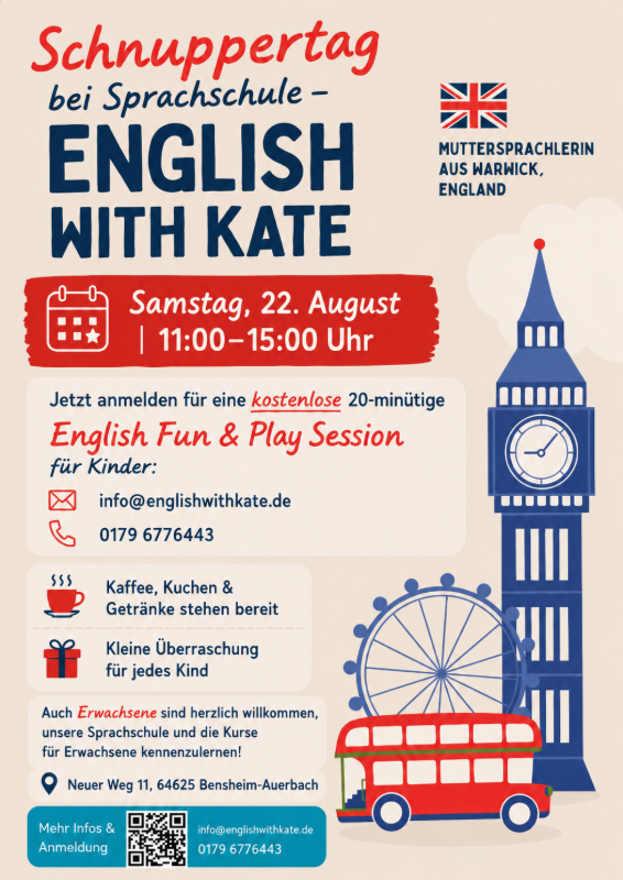 Schnuppertag bei Sprachschule "English with Kate"