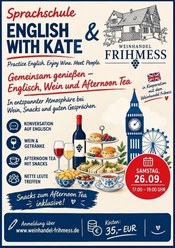 English: Wine & Afternoon Tea – ein britischer Abend in Auerbach