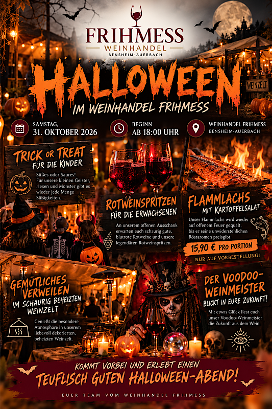 🎃👻 HALLOWEEN IM WEINHANDEL FRIHMESS – SCHAUERLICH SCHÖN & TEUFLISCH LECKER! 🍷🔥